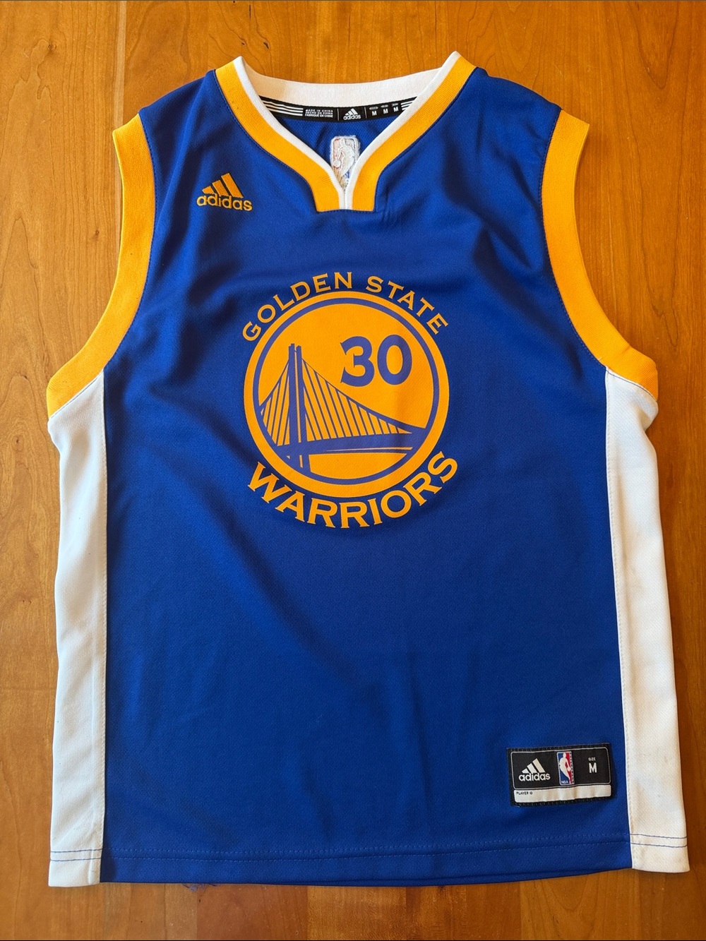 adidas Blue and Yellow Golden State Warriors #30 Curry Jersey